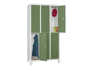 lockerkast,HxBxD 1850x900x500mm,3x2vakken,RAL7035,front RAL6011 - 2