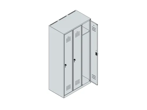 locker,HxBxD 1850x900x500mm,3vak,vak B 300mm,cil.-slot,staand op vloer