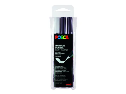 Paintmarker Uni POSCA PCF350 Brush 1-10mm assorti set à 3 stuks