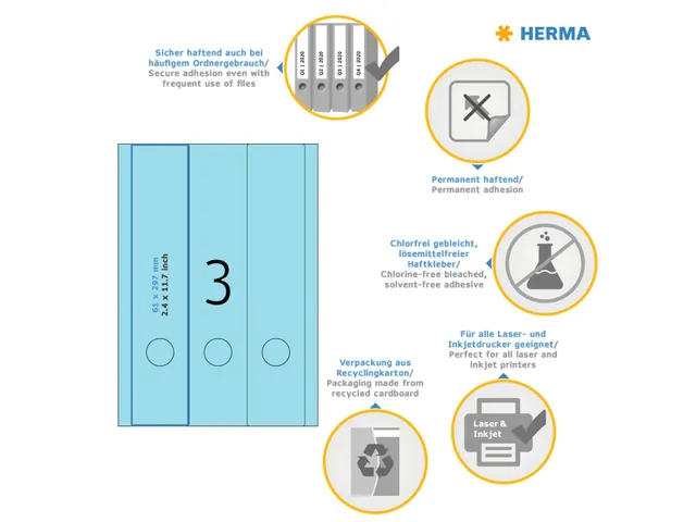 Herma 5138 Rugetiket breed 61x297mm Blauw permanent 60 stuks