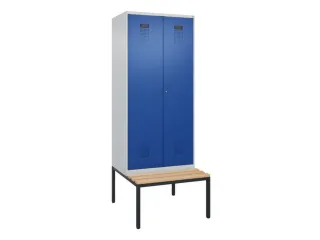 PBM-locker met bank,HxBxD 2120x800x815mm,2vak,vak B 400mm - 2