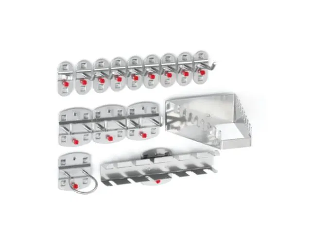 assortiment de supports p. plaque de rangement perforée RAL7016