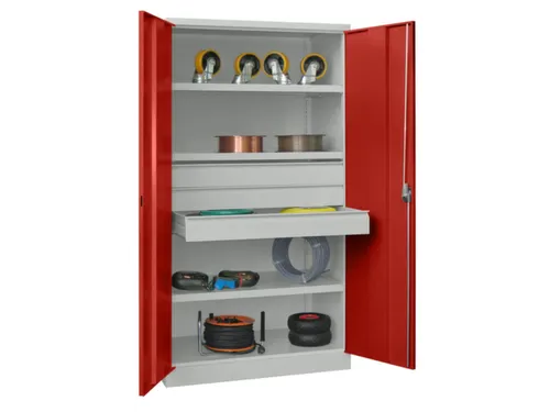 systeemkast,HxBxD 1950x1040x630mm,3xStalen bodem,RAL7035,front RAL3000