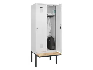 locker met bank,HxBxD 2120x800x815mm,2vak,vak B 400mm,draaigrendel - 1