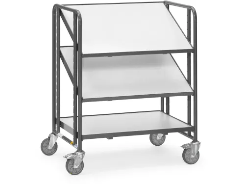 Esd-eurobakkenwagen 9391 250kg 820x610mm 3 Etages Hout Ral7015
