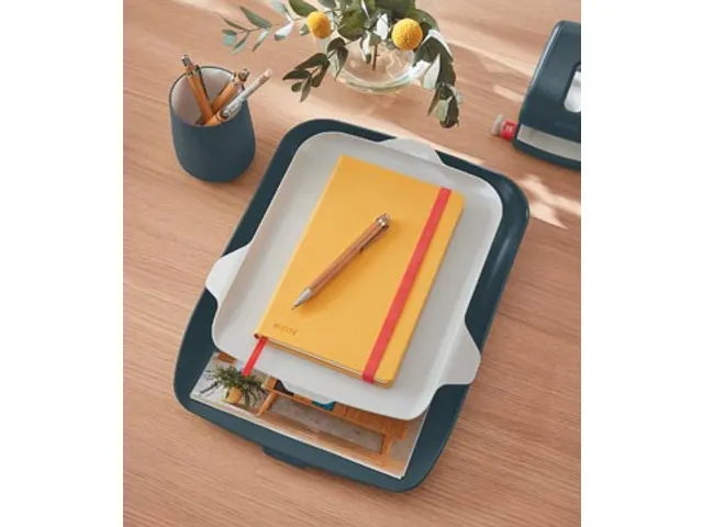 Corbeille à courrier Leitz Cosy avec organiseur bureau gris