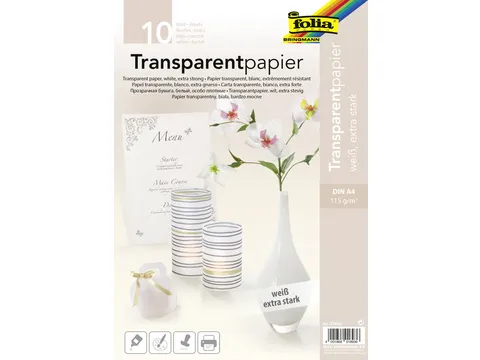 Transparant papier Folia A4 115gr 10 vel wit