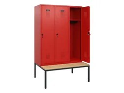 locker met bank,HxBxD 1950x1200x815mm,3vak,vak B 400mm,draaigrendel