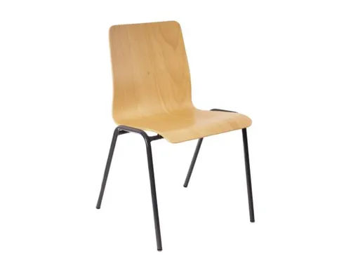 Houten Kuipstoel,4Voeten Ronde Buis Antraciet,Zitschaal Beuken