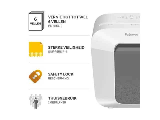Papiervernietiger Fellowes LX25 4x37mm wit