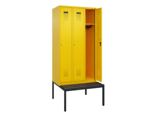 locker met bank,HxBxD 2120x900x815mm,3vak,vak B 300mm,cilinderslot