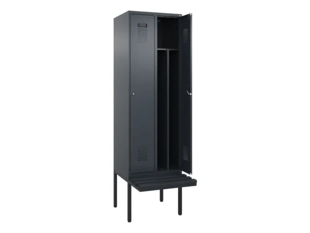 locker met bank,voor scheiding van kleding,HxBxD 2120x600x815mm,2vak