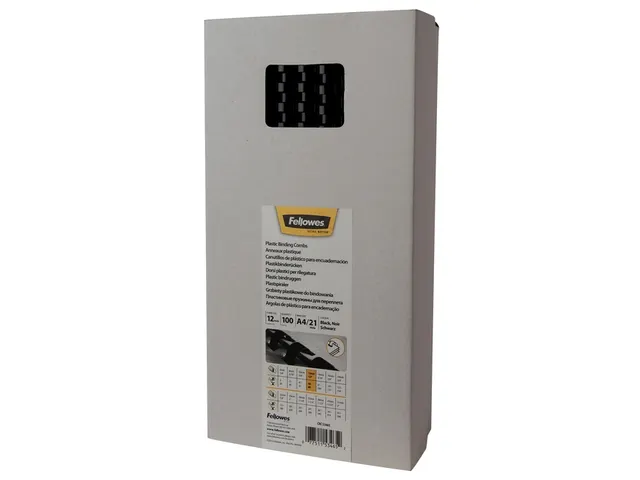 Bindrug Fellowes 12Mm 21-Rings A4 Zwart 100 Stuks