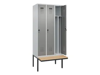 locker met bank,voor scheiding van kleding,HxBxD 2120x900x815mm,3vak - 1