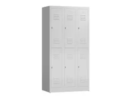 Dubbeldekse garderobekast 1800x870x500mm 3x2vak klink RAL9003