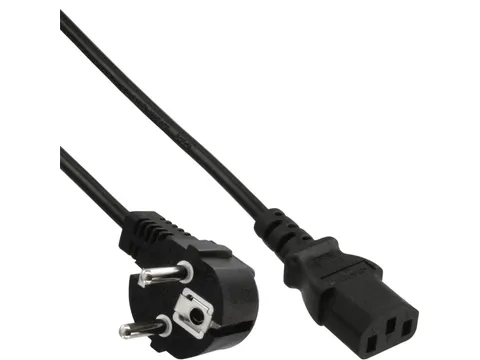 Kabel inLine STROOM C13 recht - CEE7/7 haaks 1,8 meter zwart