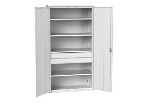 universele kast,HxBxD 2000x1050x550mm,4xStalen bodem,2lade(n)