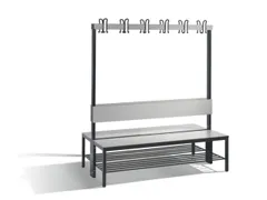 omkleedbank,HxLxD 1710x1500x760mm,HPL zilvergrijs,frame staal RAL7021