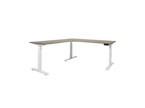 Elektrisch Hoekbureau Dextro Plus 180x160cm Frame Wit Blad Robson Eik