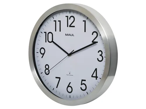 Wandklok MAUL Move RC Ø40cmxx4.5cm aluminium/wit incl.batterij