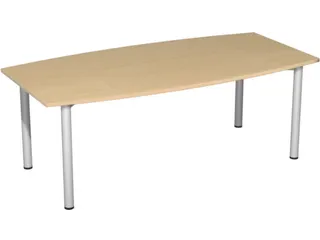 vergadertafel HxBxD 72x200x80cm vatvormig beuken 4voeten Alu - 1