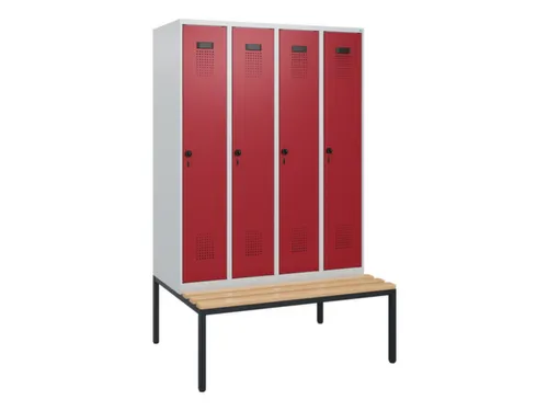 locker met bank,HxBxD 1950x1200x815mm,4vak,vak B 300mm,draaigrendel