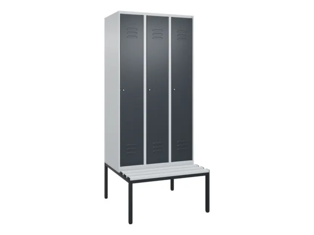 locker met bank,HxBxD 2120x900x815mm,3vak,vak B 300mm,cil.-slot