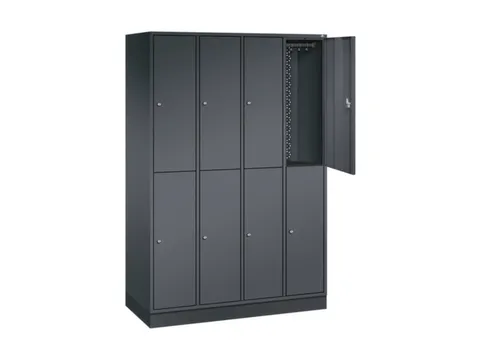 Dubbeldekse garderobekast,HxBxD 1950x1220x500mm,4x2vak.,vak B 260mm