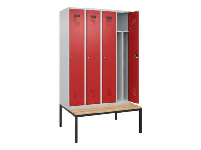 locker met bank,voor scheiding van kleding,HxBxD 2120x1200x815mm,4vak