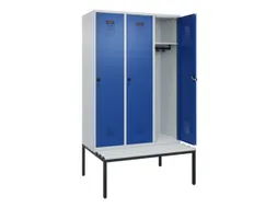 locker met bank,HxBxD 2120x1200x815mm,3vak,vak B 400mm,draaigrendel