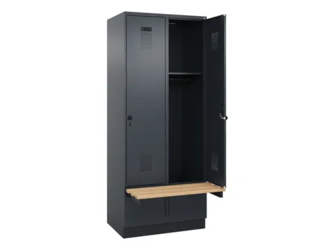 locker met bank,HxBxD 1950x800x815mm,2vak,vak B 400mm,draaigrendel