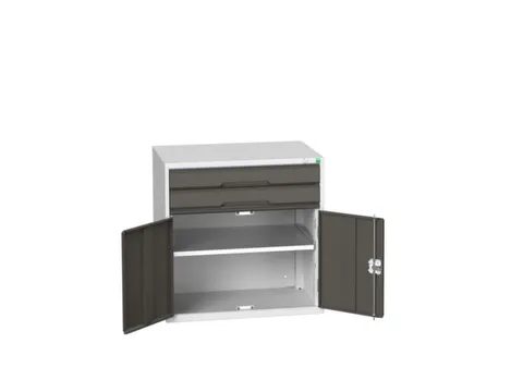 ladekast HxBxD 800x800x550mm 2laden 2deuren RAL7035 front RAL7016