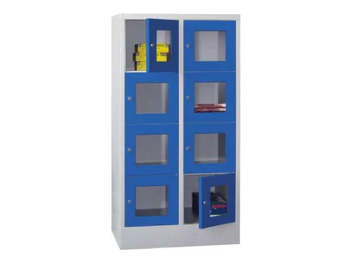 lockerkast,HxBxD 1518x800x500mm,2x4vakken,RAL7035,front RAL5012