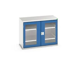 vitrinekast 800x1050x550mm 2xStalen bodem romp RAL7035 front RAL5010