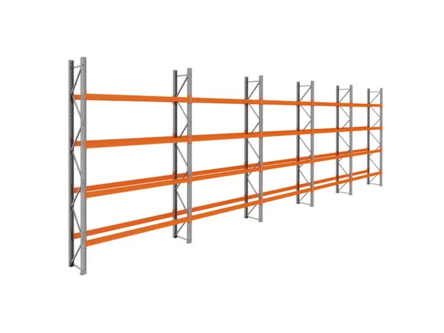 palletstelling,basis+4xaanbouw,HxBxD 4620x14100x750mm,vakl. 3000kg