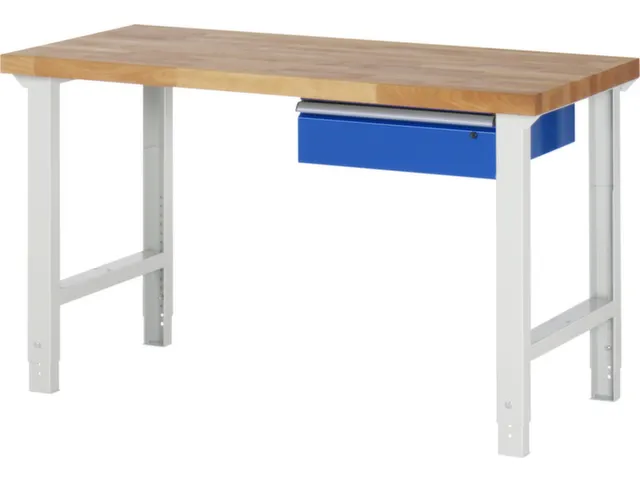 établi HxlxP 790-1140x1500x700mm plateau hêtre force 750kg 4 pieds