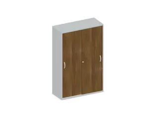 Schuifdeurkast 1540x1000x430mm Romp Lichtgrijs Decor Front Noten - 1
