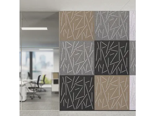 Akoestisch wandpaneel vierkant met patroon uitsnede 100x100cm Zwart