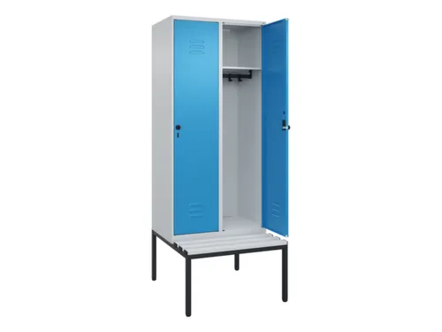 locker met bank,HxBxD 2120x800x815mm,2vak,vak B 400mm,draaigrendel