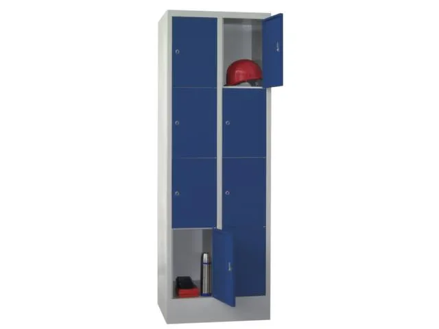 lockerkast,HxBxD 1850x600x500mm,2x4vakken,RAL7035,front RAL5012