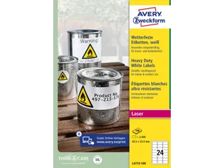 Avery Zweckform L4773 Weerbestendige etiketten A4 63,5x33,9 Wit 2400st - 5