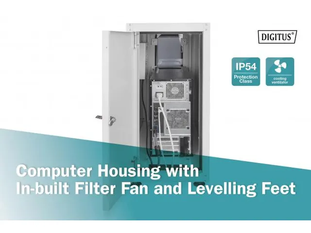 Computerbehuizing met stelvoeten en glazen deur Grijs