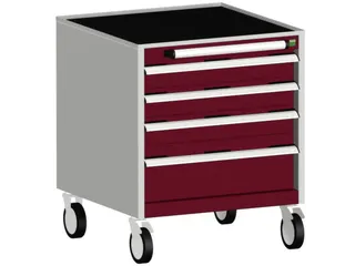 ladekast verrijdbaar 780x650x650mm 4laden romp RAL7035 front RAL3004 - 1