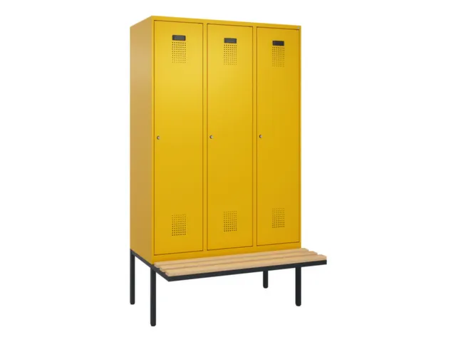 locker met bank,voor scheiding van kleding,HxBxD 2120x1200x815mm,3vak