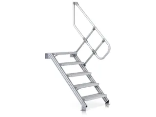 industriële trap,bordes H 1,07m,5treden,trede D 225mm,45° helling - 1