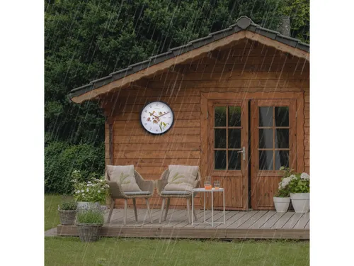 Buitenklok Nextime dia 30.5cm Silene cijfers, zwarte rand witte wijzer