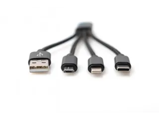 USB-oplaadkabel 0,15m 3-in-1 Kabel Nylon Gevlochten Zwart - 6