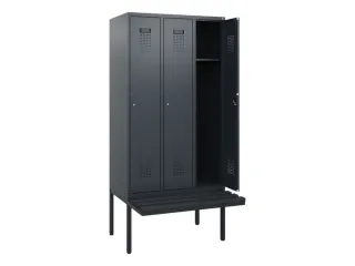 locker met bank,HxBxD 1950x900x815mm,3vak,vak B 300mm,cilinderslot - 1