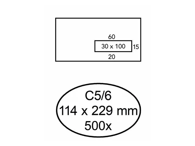 Envelop Quantore 110x220mm Venster Links 40x110mm Zelfklevend
