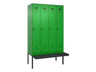 locker met bank,HxBxD 2120x1200x815mm,4vak,vak B 300mm,draaigrendel - 2